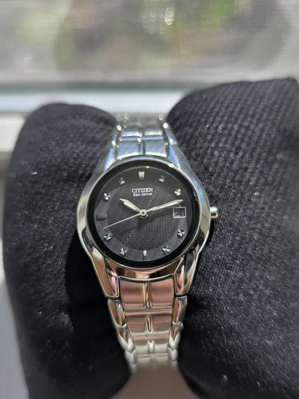 Citizen Eco-Drive Womens Black Dial With Diamond Accents